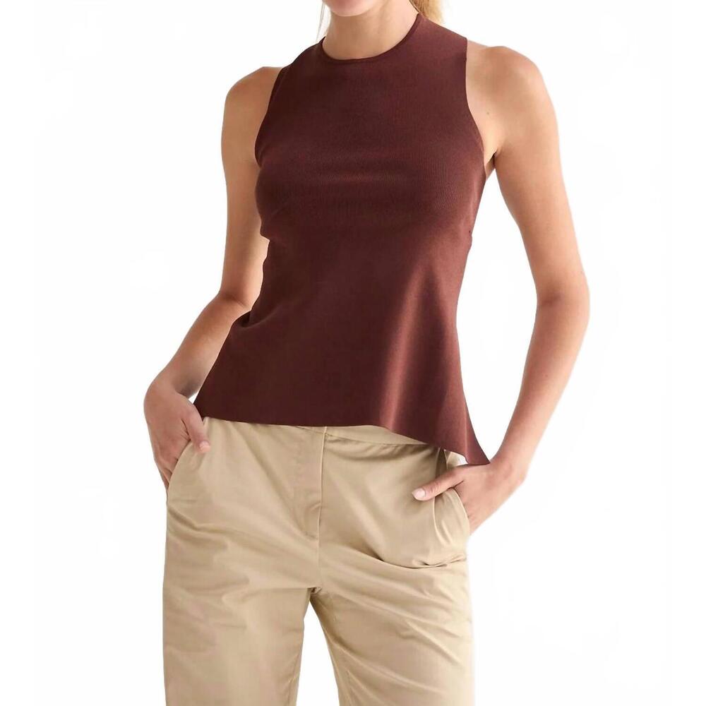 NEW CRESCENT sofie crossed back detail top in brown